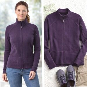 Mountain Hardwear Women's Full Zip Wool Blend Sweater Jacket Purple Knit Large